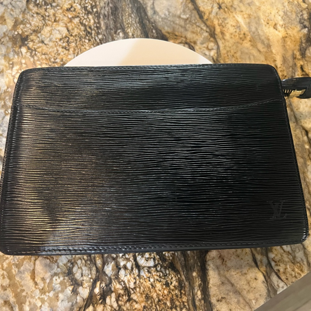 Louis Vuitton Epi Leather Black Zip Clutch!